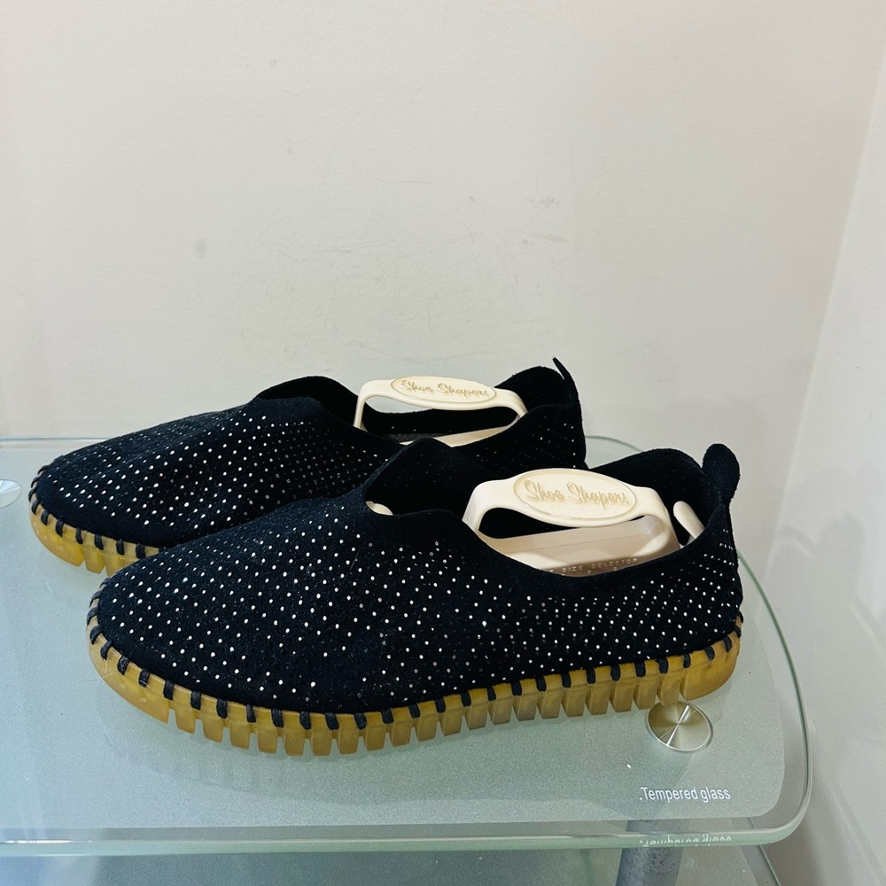 Ilse Jacobsen Tulip Women Black MetallicMicrofiber Slip-On Casual Sz 9,5 (EU 40
